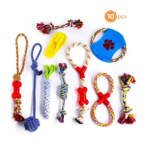 Assorted Braided Cotton Rope Dog Chew toys - 10pcs