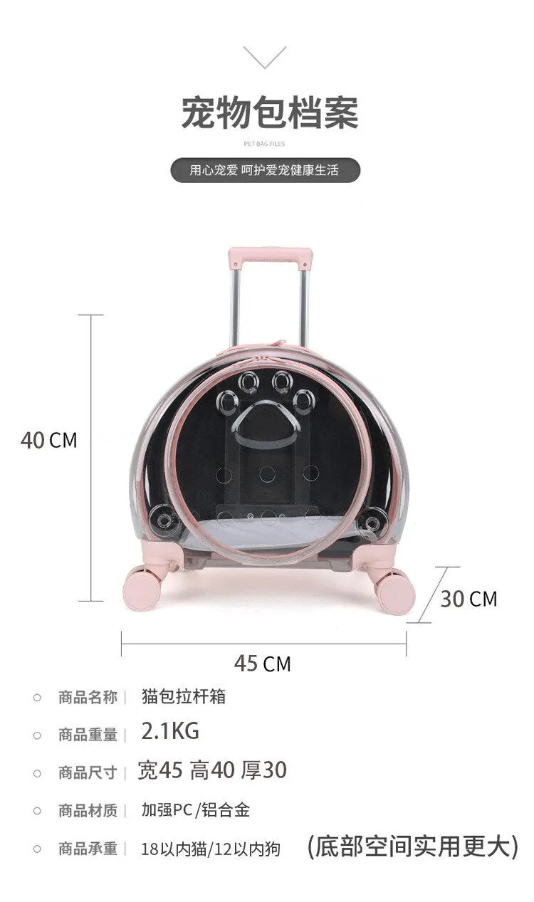 Cat Trolley Suitcase with Wheels