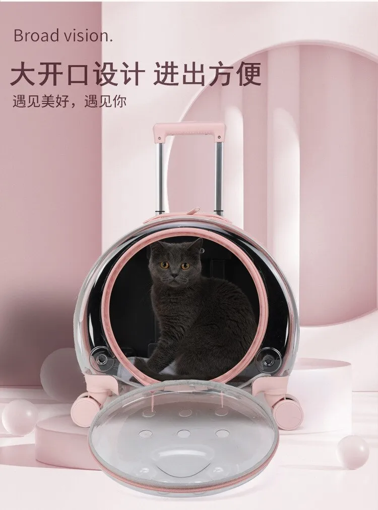 Cat Trolley Suitcase with Wheels