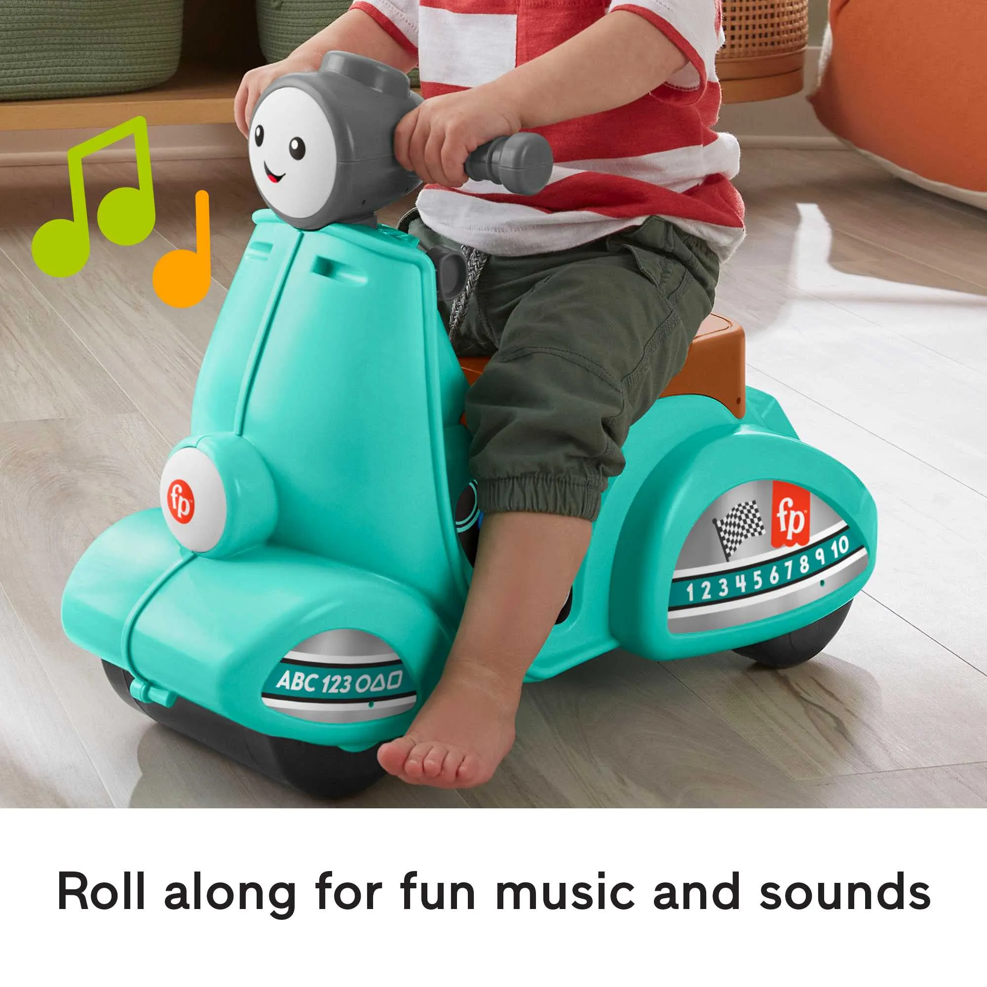 Fisher-Price Laugh & Learn Toddler Toy, Smart Stages Cruise Along Scooter Musical Ride-On
