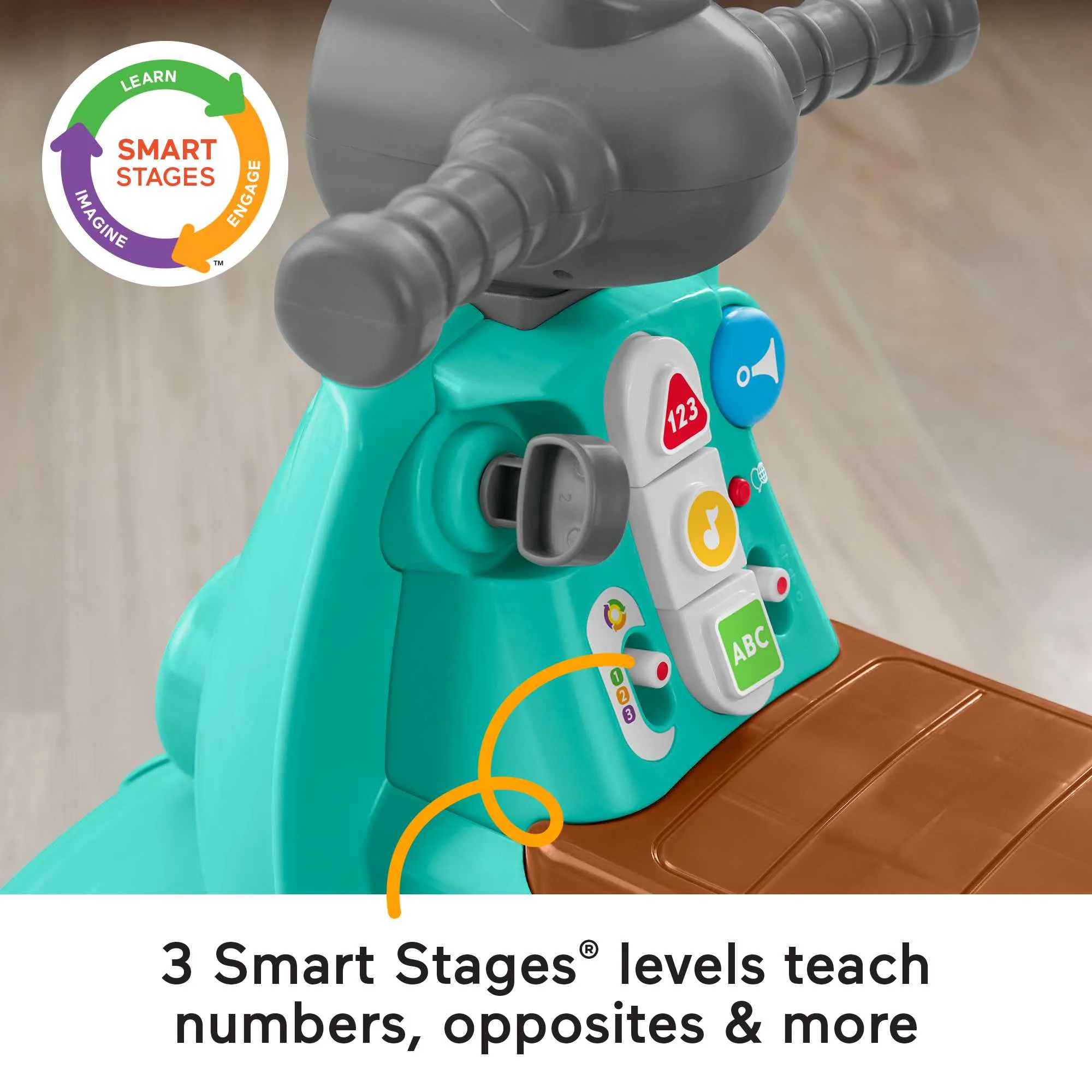 Fisher-Price Laugh & Learn Toddler Toy, Smart Stages Cruise Along Scooter Musical Ride-On