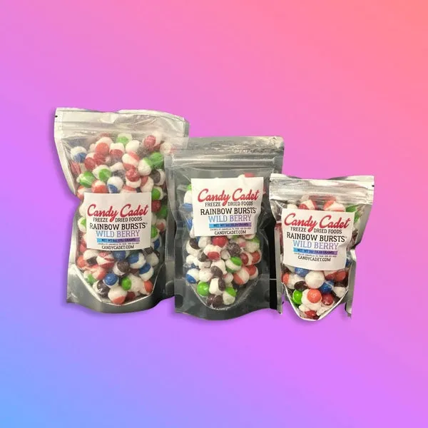 Freeze Dried Rainbow Bursts™ Made by freeze drying Skittles ®