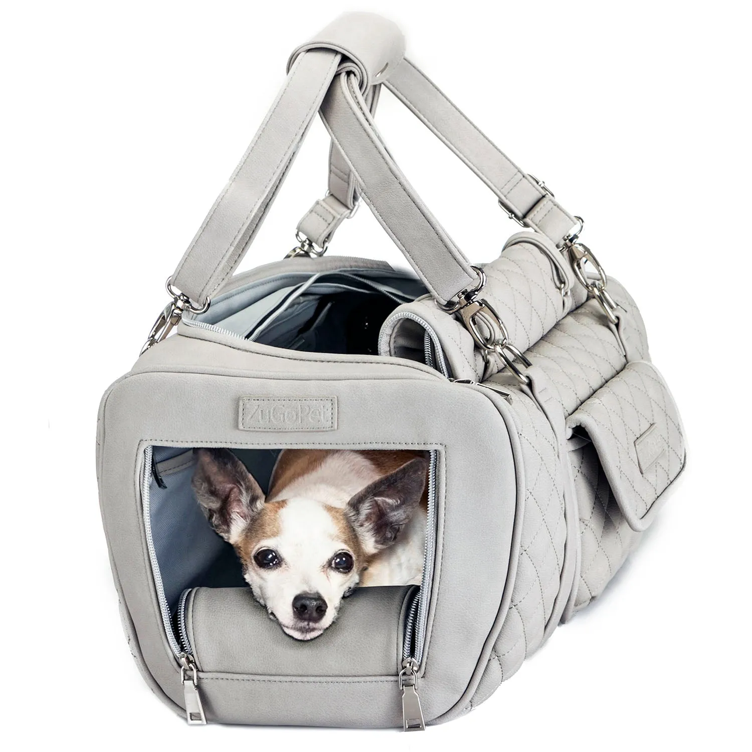 Jetsetter - Premium Car Seat & Airport Compliant Pet Carrier (Black, White, Grey & Pink)