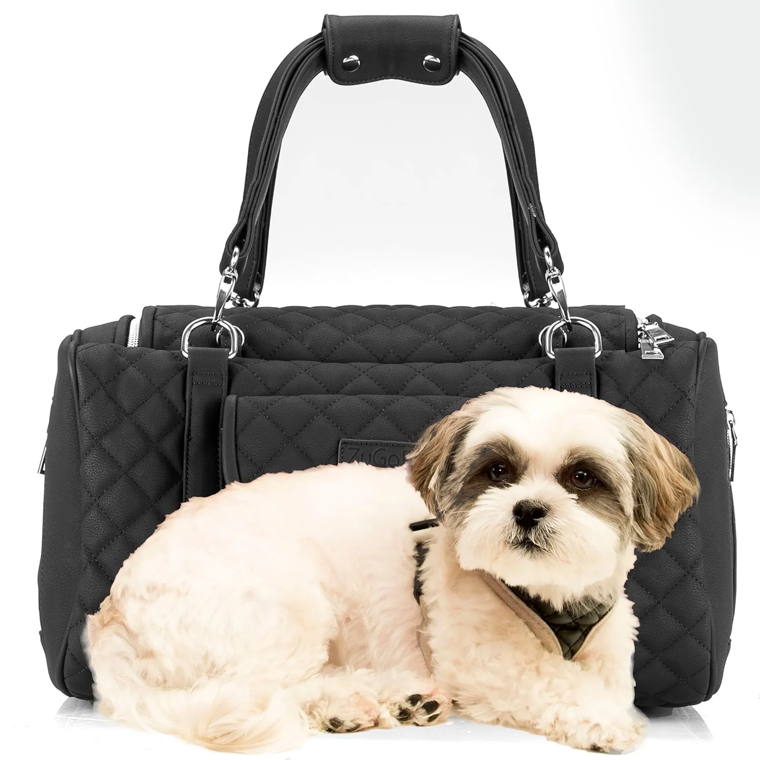 Jetsetter - Premium Car Seat & Airport Compliant Pet Carrier (Black, White, Grey & Pink)