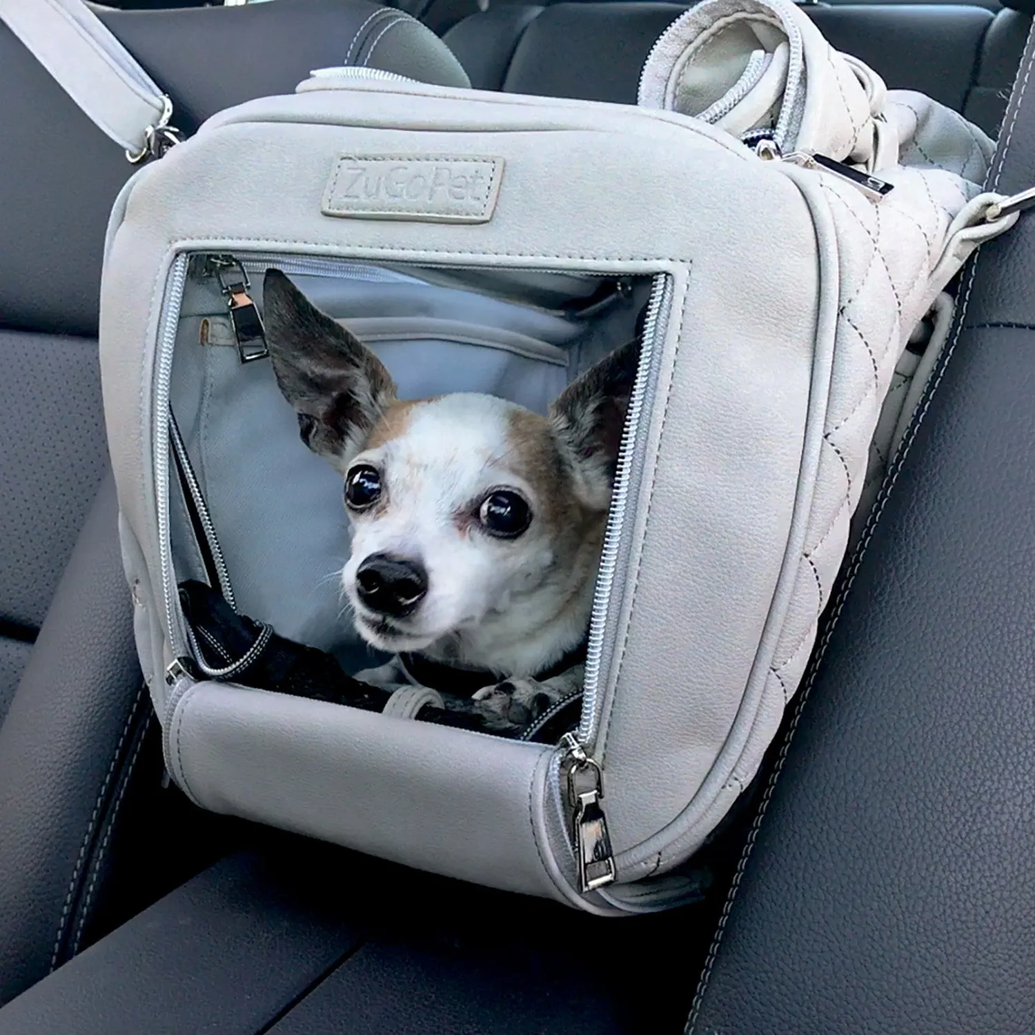 Jetsetter - Premium Car Seat & Airport Compliant Pet Carrier (Black, White, Grey & Pink)