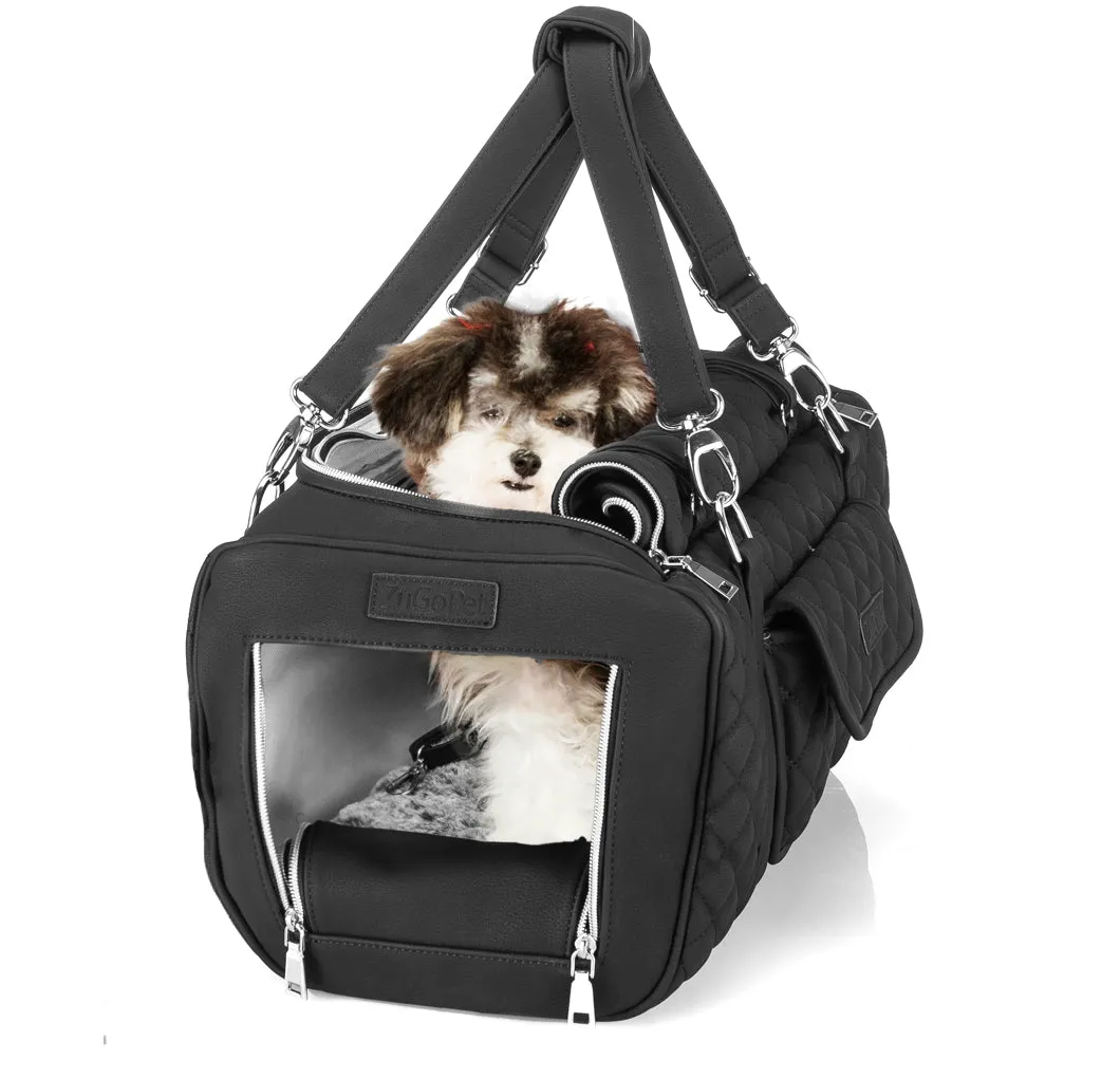Jetsetter - Premium Car Seat & Airport Compliant Pet Carrier (Black, White, Grey & Pink)