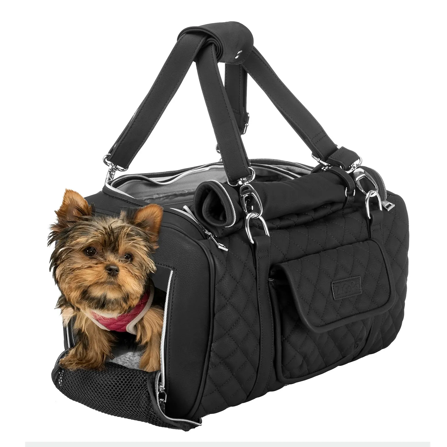 Jetsetter - Premium Car Seat & Airport Compliant Pet Carrier (Black, White, Grey & Pink)