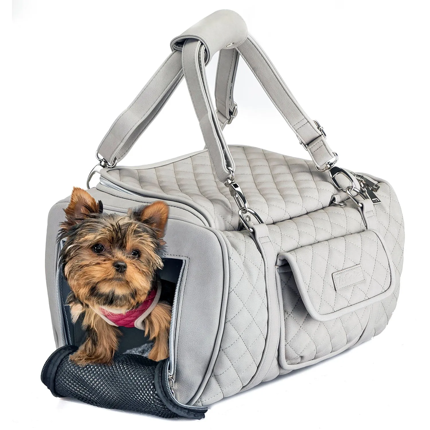 Jetsetter - Premium Car Seat & Airport Compliant Pet Carrier (Black, White, Grey & Pink)
