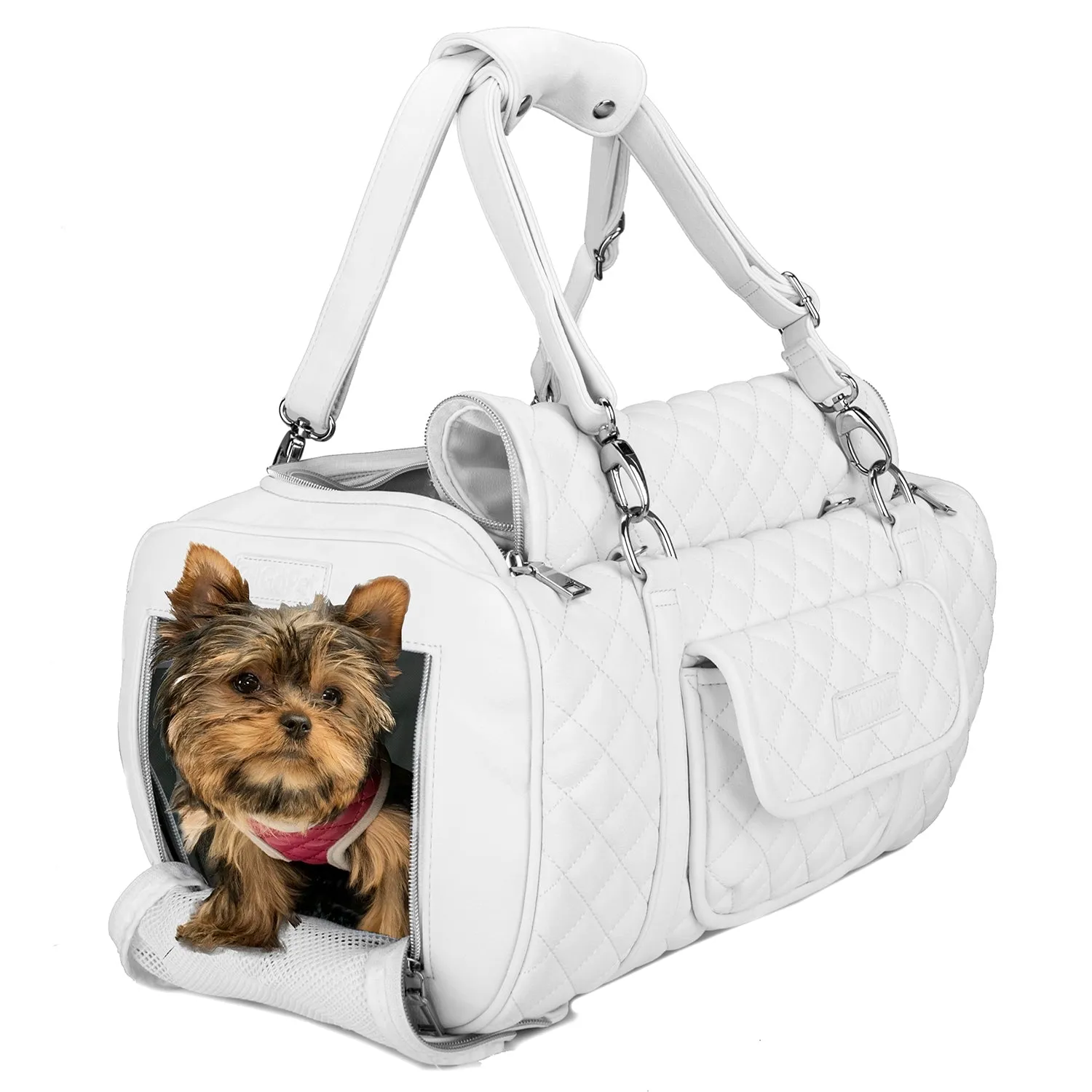 Jetsetter - Premium Car Seat & Airport Compliant Pet Carrier (Black, White, Grey & Pink)