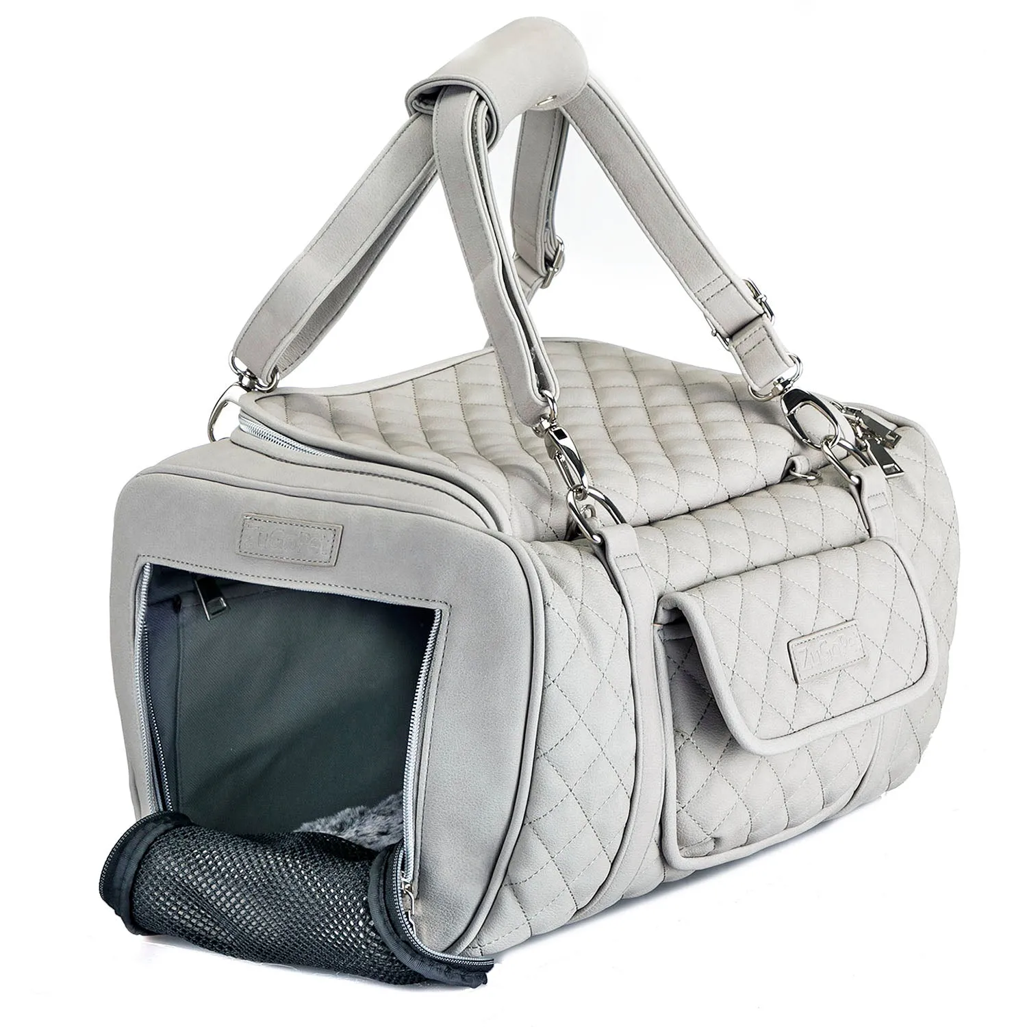 Jetsetter - Premium Car Seat & Airport Compliant Pet Carrier (Black, White, Grey & Pink)