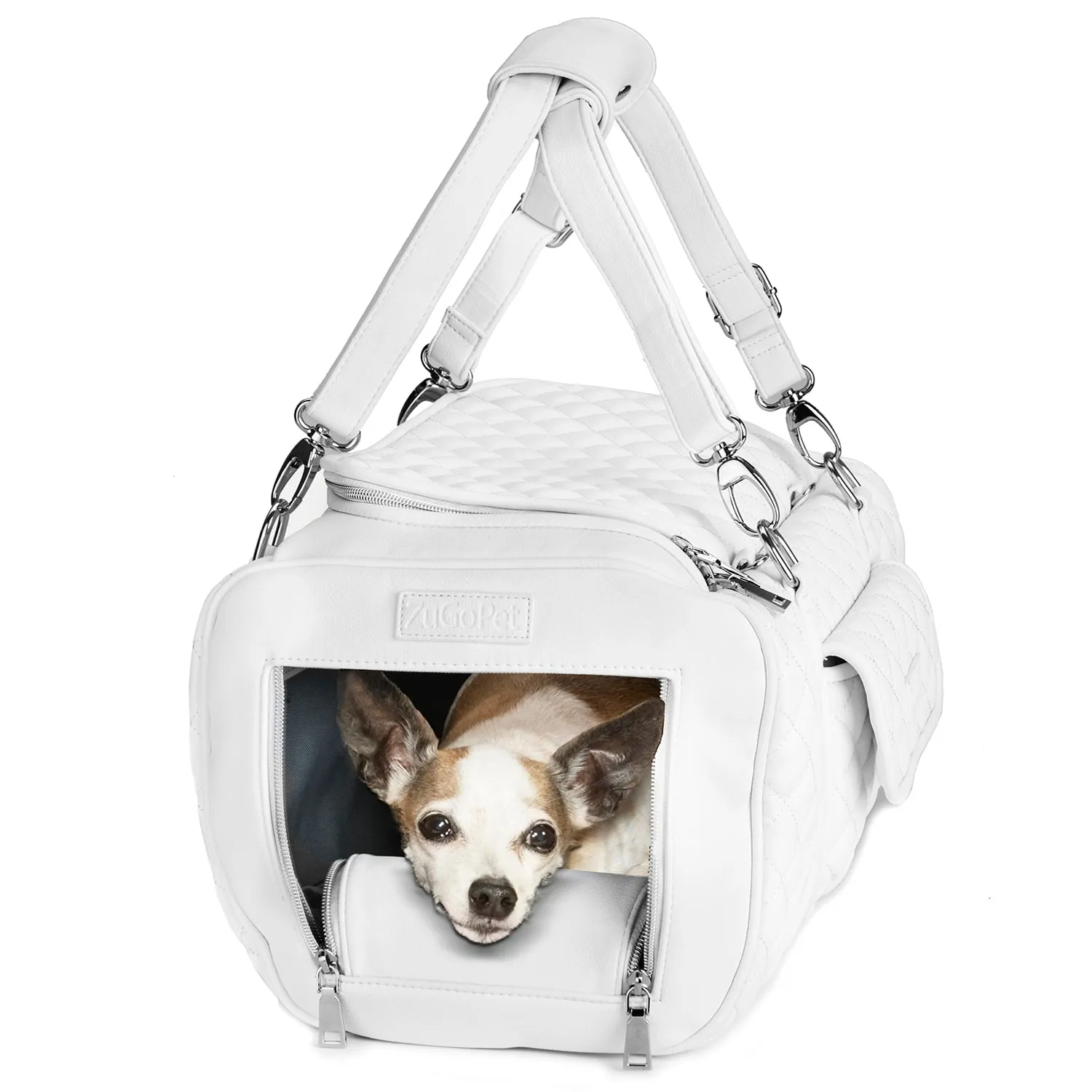 Jetsetter - Premium Car Seat & Airport Compliant Pet Carrier (Black, White, Grey & Pink)