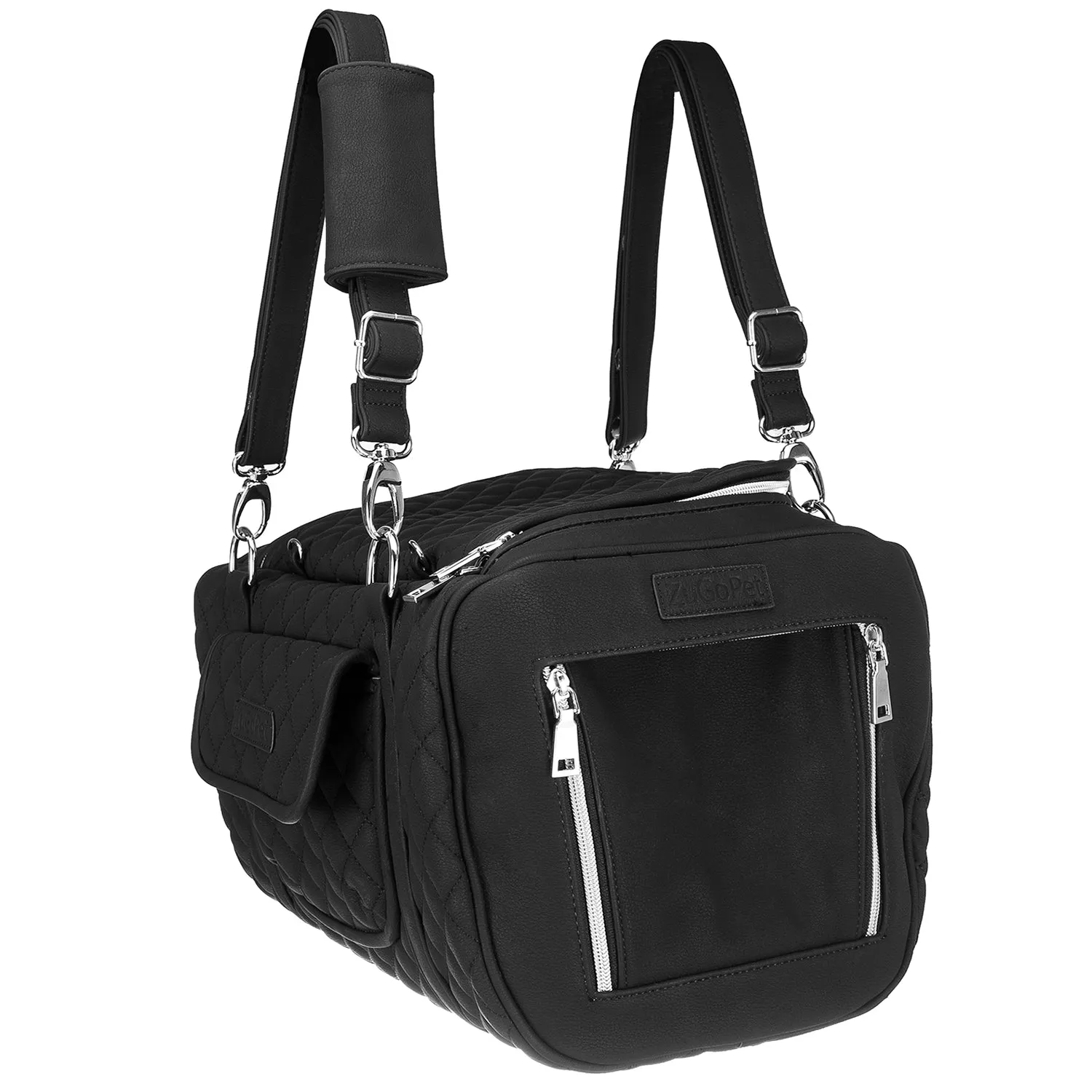 Jetsetter - Premium Car Seat & Airport Compliant Pet Carrier (Black, White, Grey & Pink)