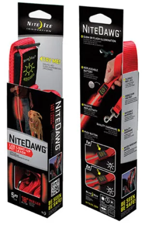 LED Pet Leash, Red Nylon, 5-Ft.