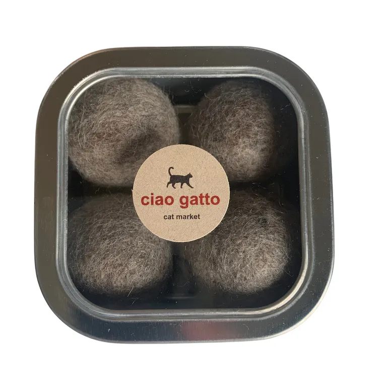 Organic Catnip Infused Woolly Felt Balls - Set of 4, Cat Toy by Ciao Gatto