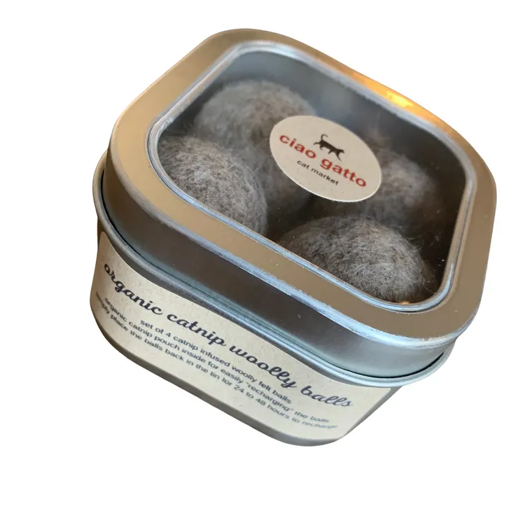 Organic Catnip Infused Woolly Felt Balls - Set of 4, Cat Toy by Ciao Gatto