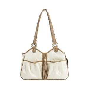 Petote Metro Dog Carrier Ivory Quilted