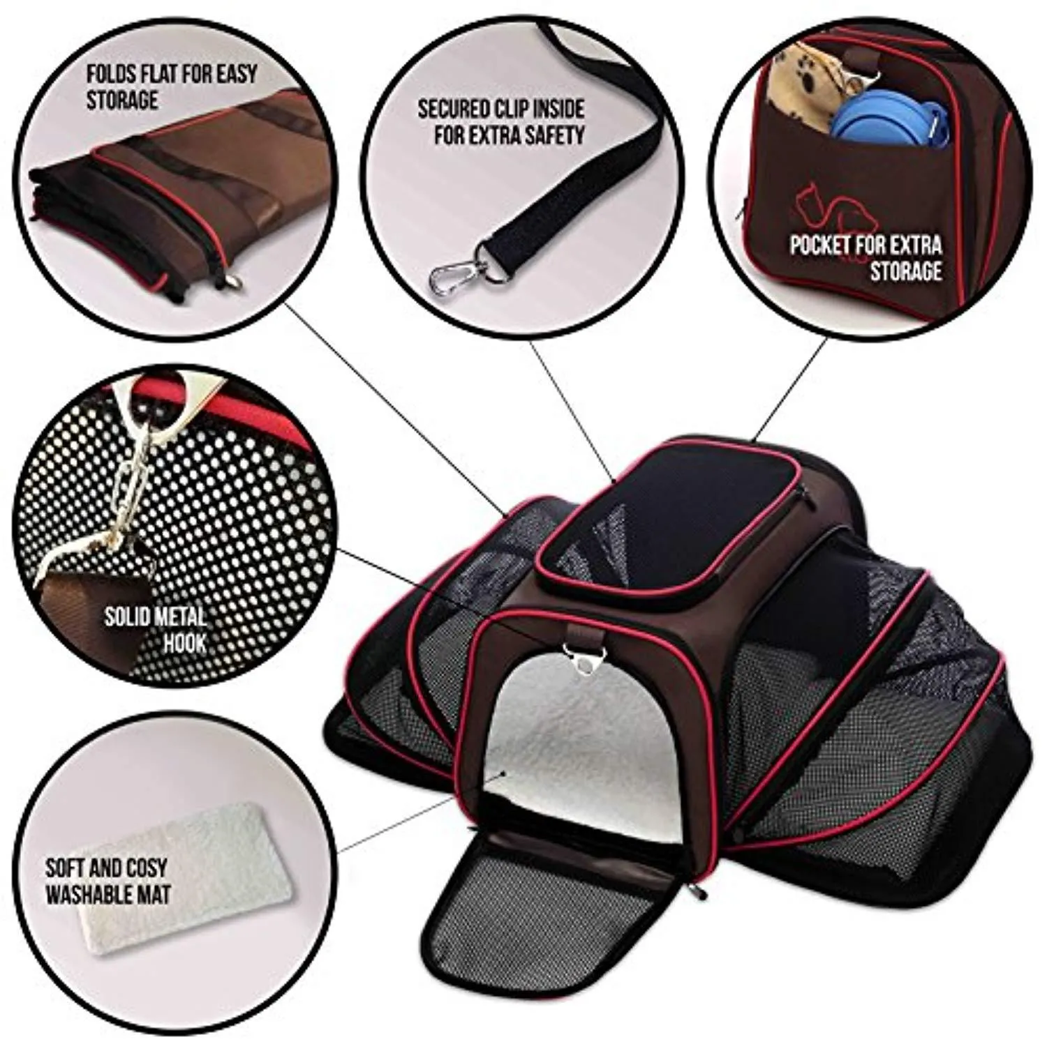 PETYELLA Pet Carrier   Fleece Blanket & Bowl - Innovative Design Airline Approved - Lightweight Dog & Cat Carrier