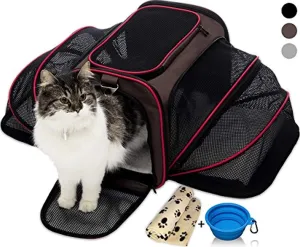 PETYELLA Pet Carrier   Fleece Blanket & Bowl - Innovative Design Airline Approved - Lightweight Dog & Cat Carrier