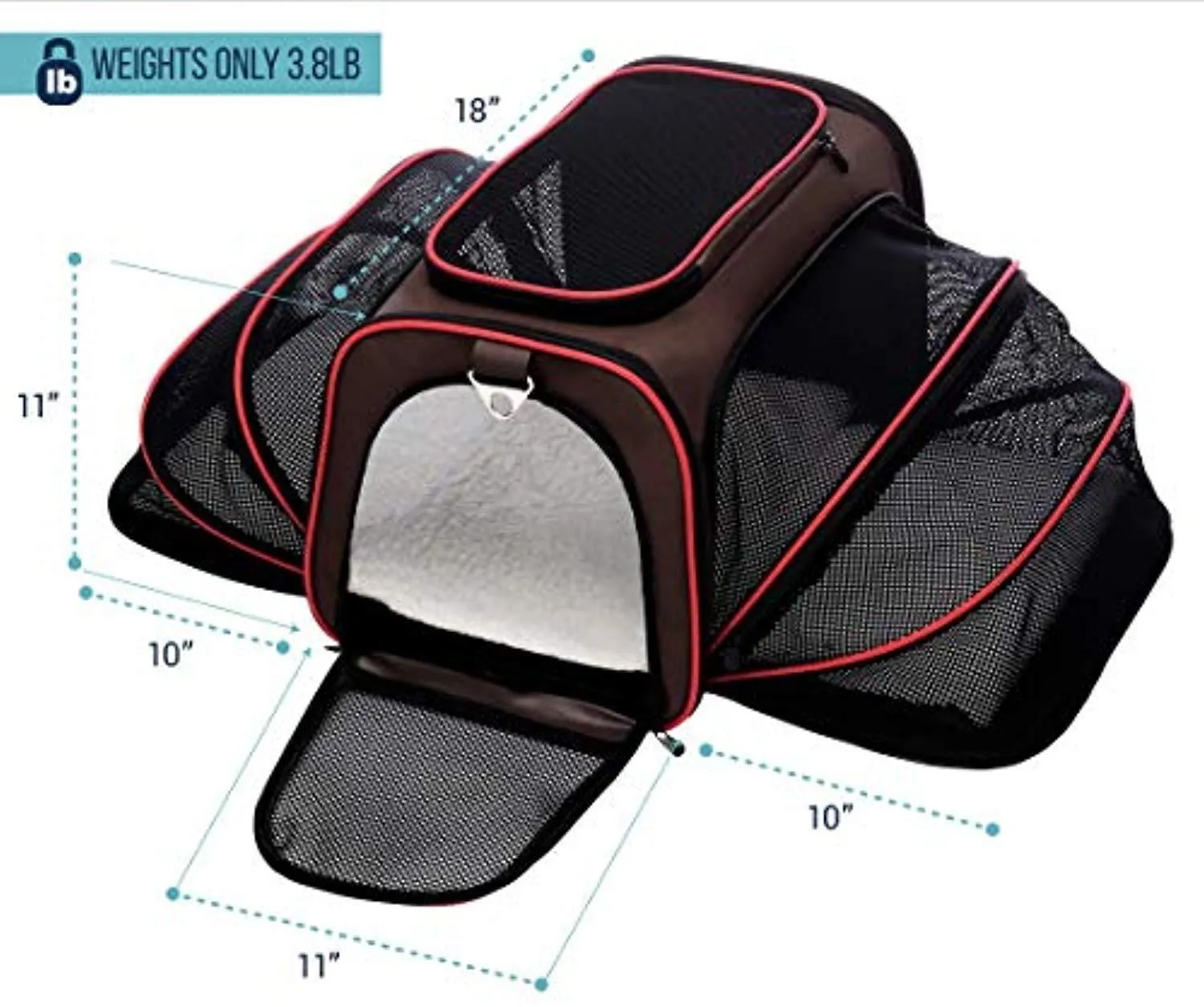 PETYELLA Pet Carrier   Fleece Blanket & Bowl - Innovative Design Airline Approved - Lightweight Dog & Cat Carrier