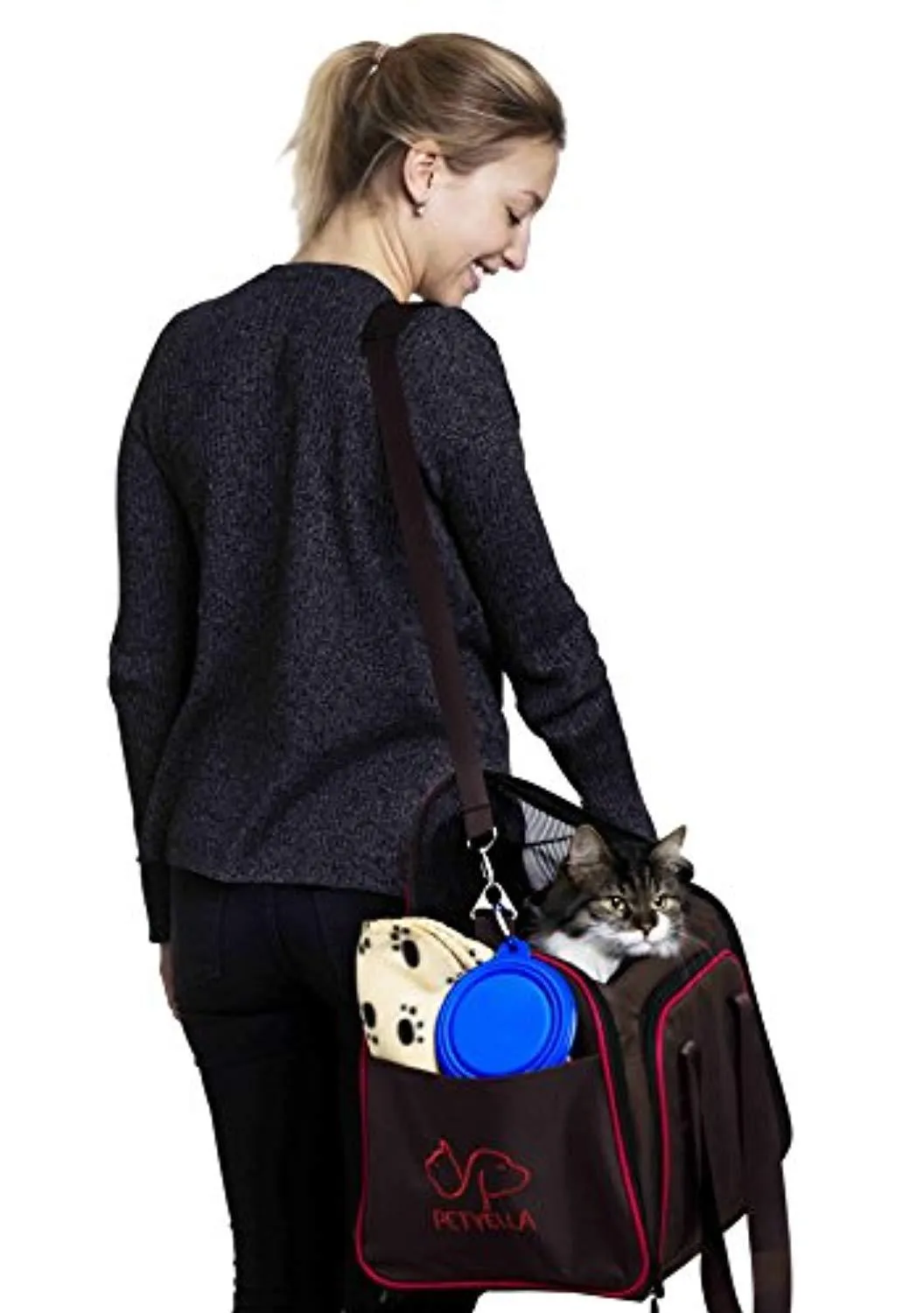 PETYELLA Pet Carrier   Fleece Blanket & Bowl - Innovative Design Airline Approved - Lightweight Dog & Cat Carrier