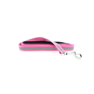 Reflective Nylon Leash with Soft Grip Handle in Pink