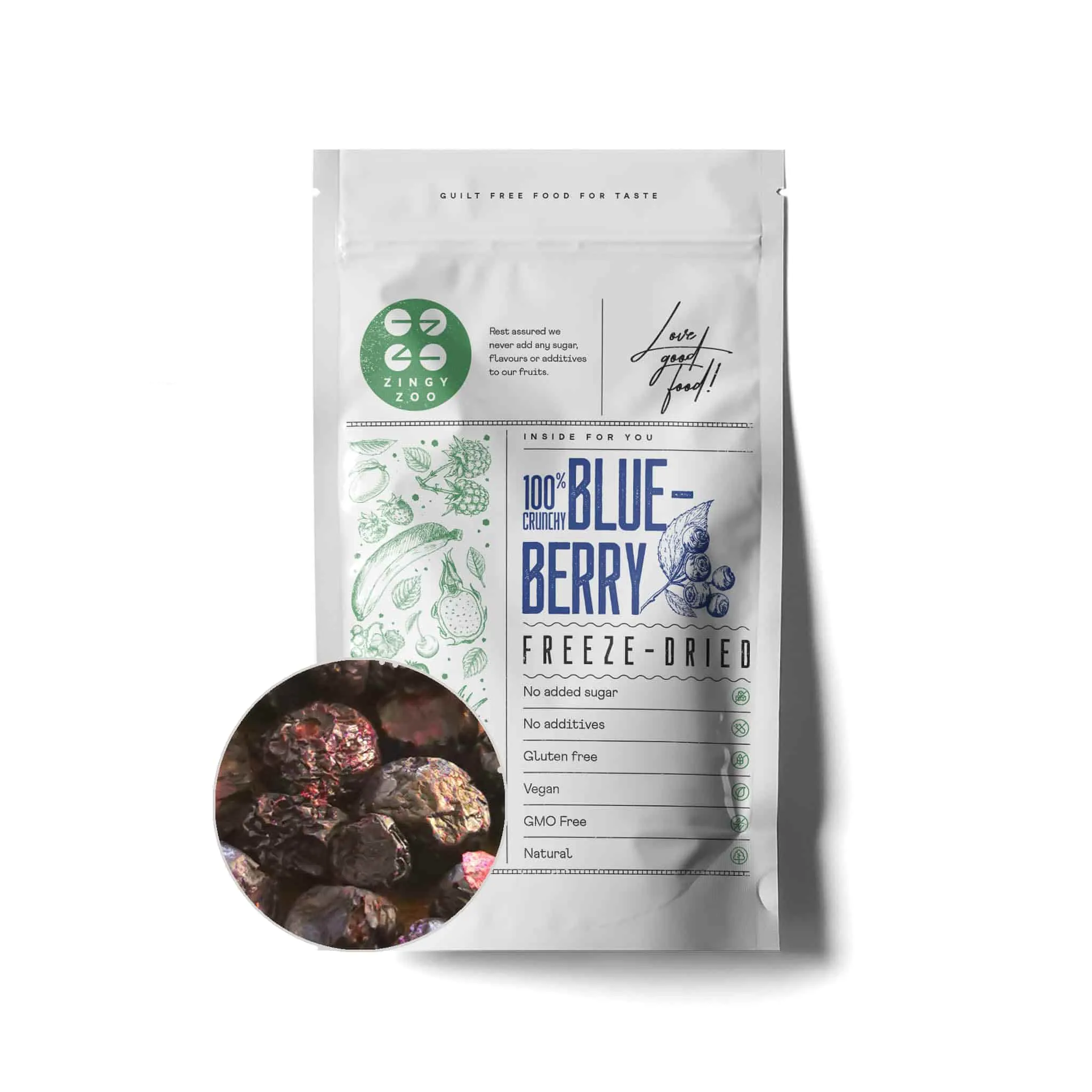 ZingyZoo Freeze Dried Whole Wild Blueberry, 100g